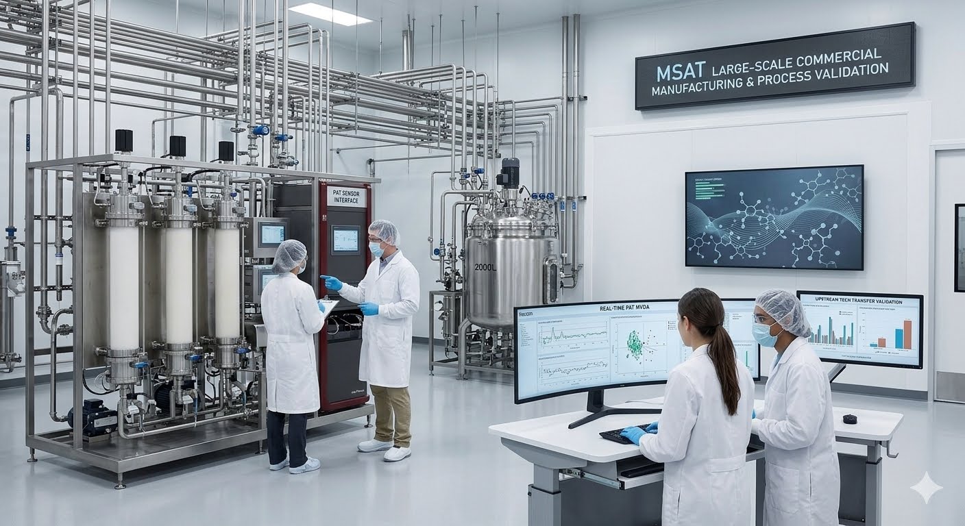 Large-scale biopharmaceutical manufacturing area